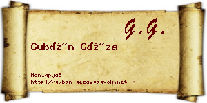 Gubán Géza névjegykártya